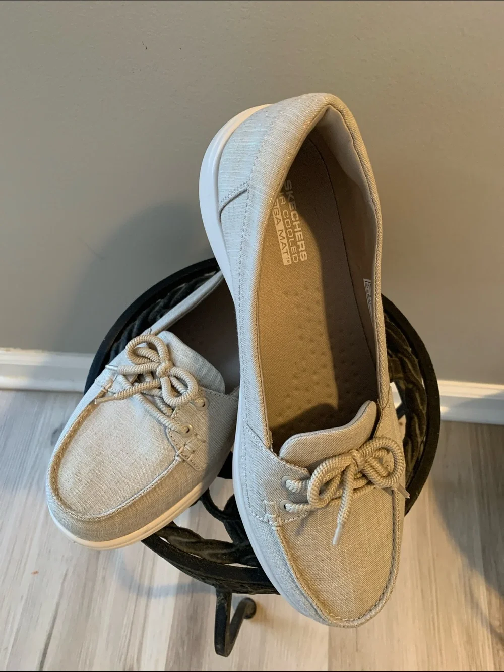 Skechers Women's Light Beige Canvas Slip-On Loafer